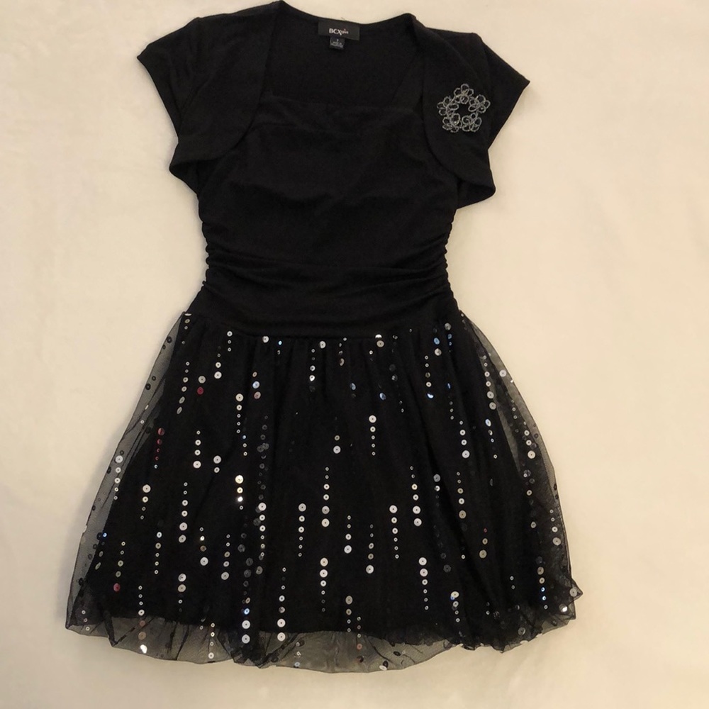 Black Sequin Girls Party Holiday Dress